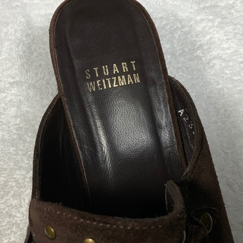 Stuart Weitzman Brown Studded Slip On Mules - 6.5 - Picture 13 of 14